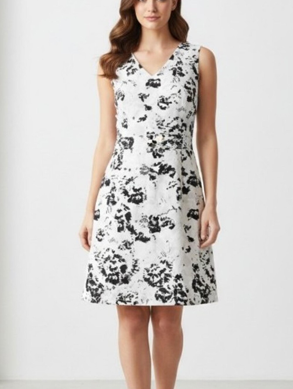 A/X Armani Exchange Black & White Floral V-Neck Mini Dress Size Zero 0